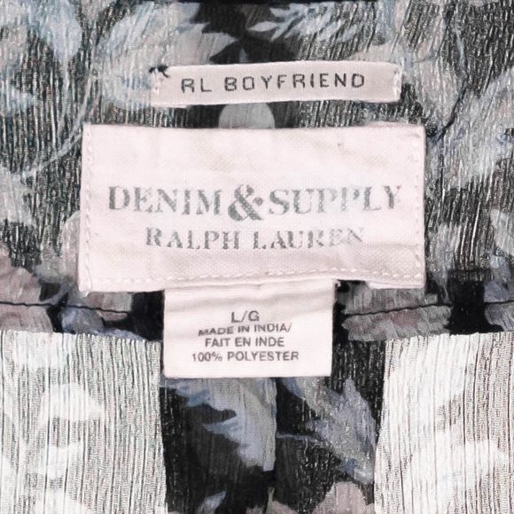 Denim Supply Ralph Lauren Shirt Button Up Floral Sheer Preppy Spring Tunic Top L - Picture 3 of 9
